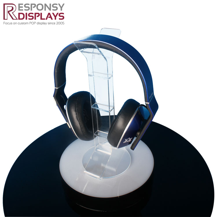 Acrylic Earphone Headphone Display Stand With Led Light