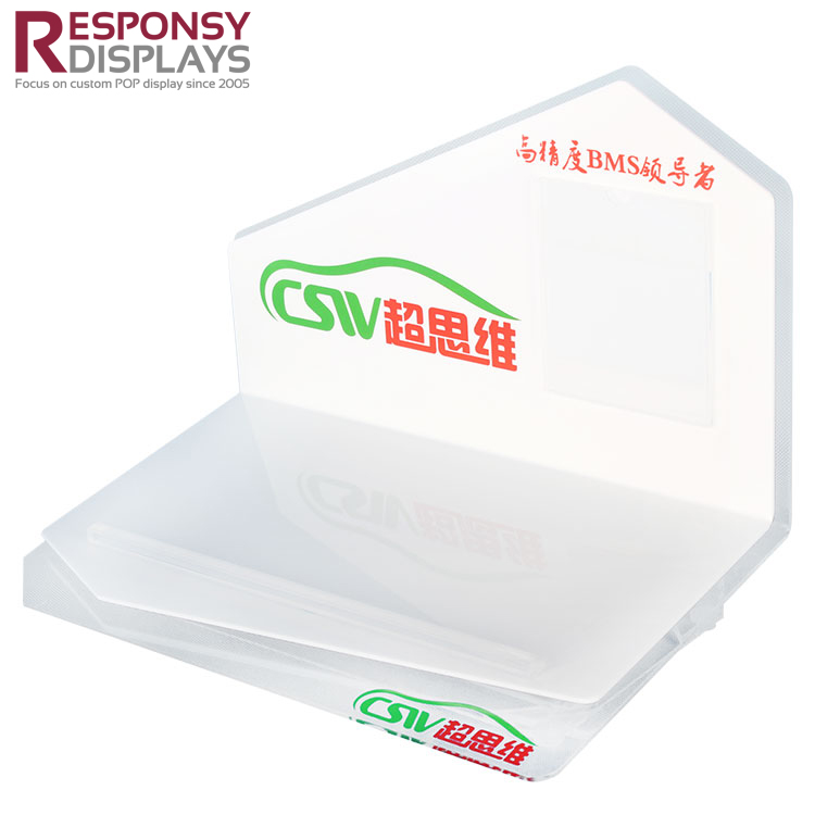 White and Clear Acrylic Table Battery Display Holder