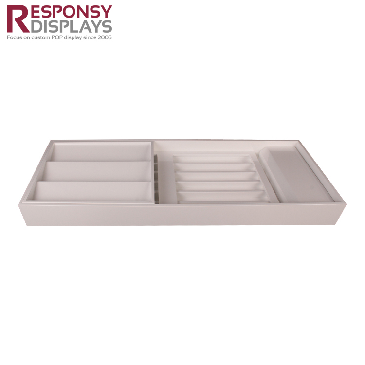 Countertop Sales Promotion Square MDF Retail Display Tray For Wallet And Belt