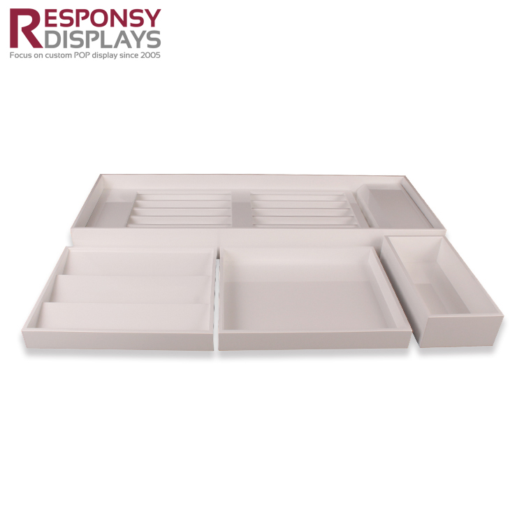 Countertop Sales Promotion Square MDF Retail Display Tray For Wallet And Belt