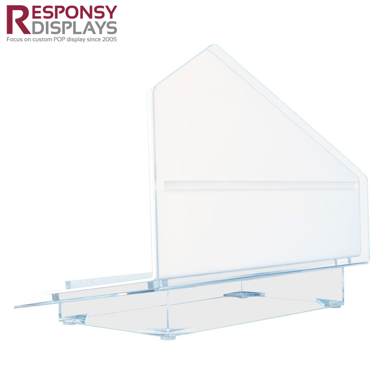 White and Clear Acrylic Table Battery Display Holder